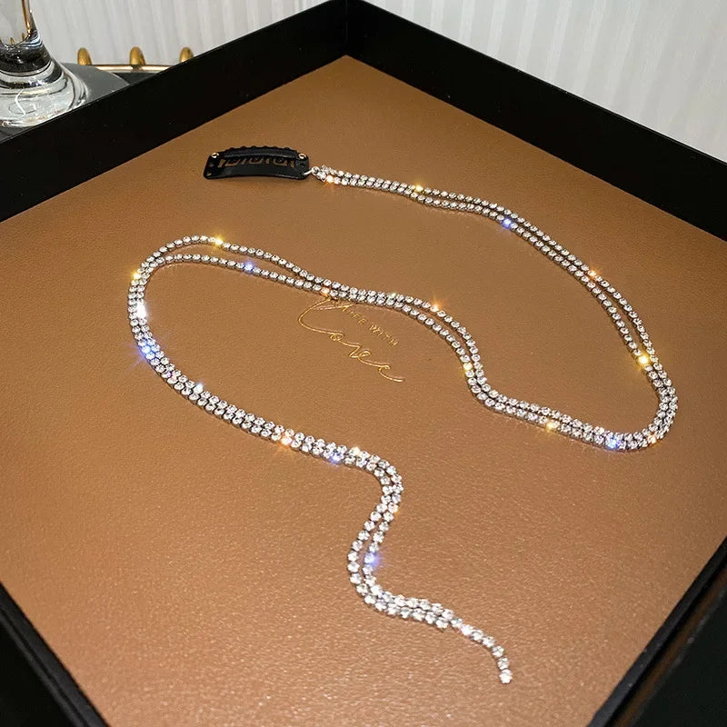 Flash Rhinestone Tassel Braided Hair Clip Korean Temperament Women Girls Hair Accessories Glitter Shiny Chain Hairpins Headdress