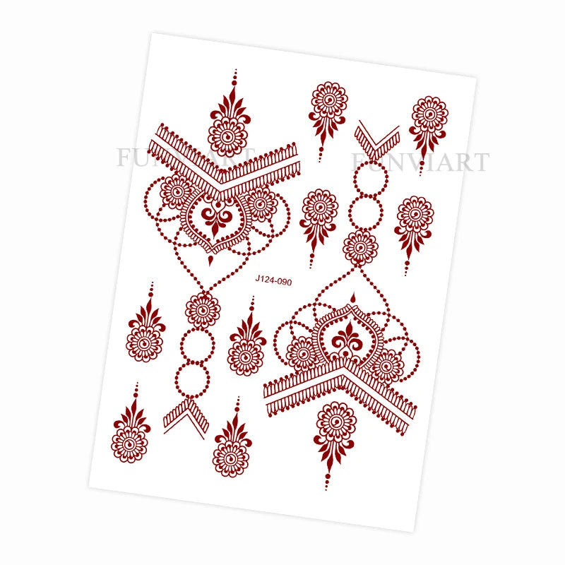 Waterproof Henna Tattoo Stickers for Women Flower Instant Fake Tattoo for Hand Temporary Tattoos for Wedding Party Festival
