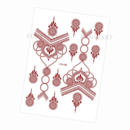 Waterproof Henna Tattoo Stickers for Women Flower Instant Fake Tattoo for Hand Temporary Tattoos for Wedding Party Festival