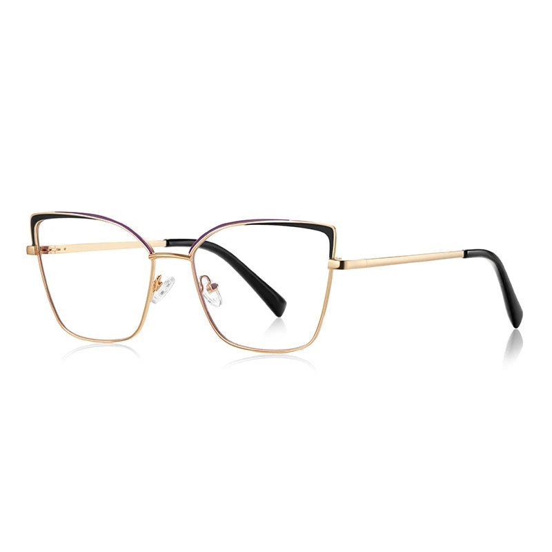 0 -0.5 -0.75 To -6.0 Pink Gold Frame Cat Eye Minus Myopia Glasses Women 1.56 Aspheric Anti Blue Light Prescription Spectacles