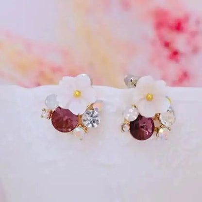 925 Silver Needle Korean Fashion Crystal Flower Earrings For Women Jewelry 2026 Trending  Women's French Pearl Earrings z40