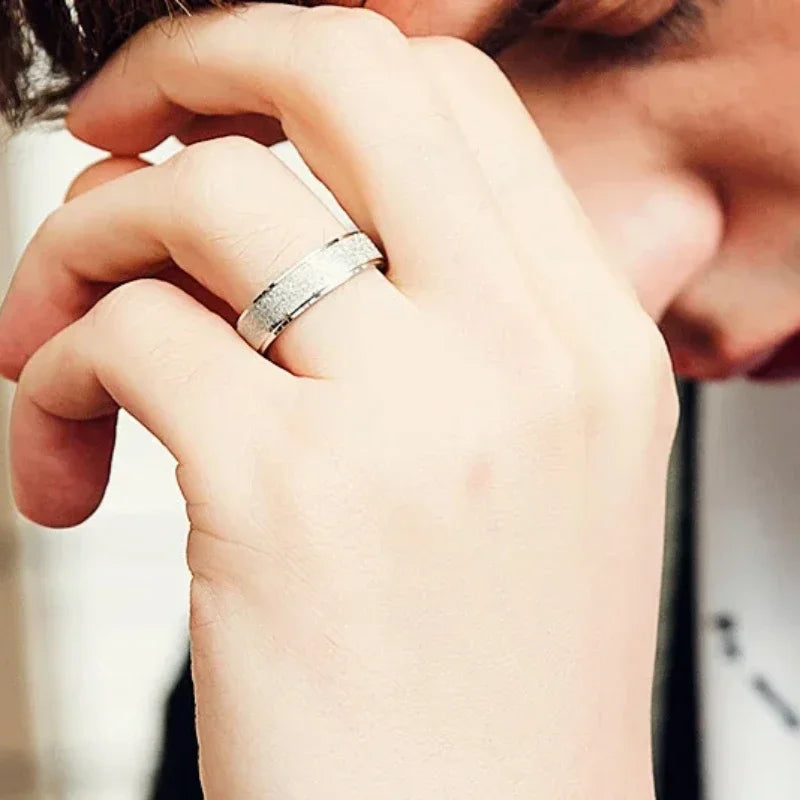 Light Luxury Feeling Titanium Steel Frosted Ring Feminine Temperament Minority Does Not Fade Ring Hand Jewelry Gift Creative
