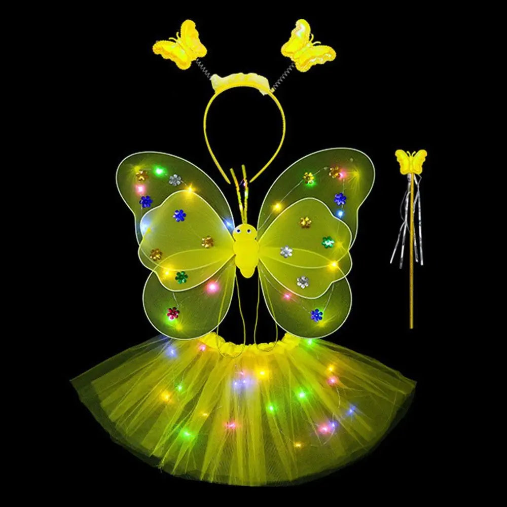 Luminous Wings Flashing Butterfly Skirt Lights Suit LED Children Costume Props Girls Skirts Angel 2-8year Easter Valentines Day
