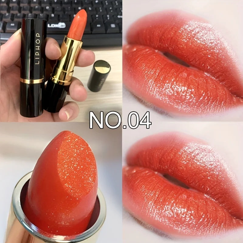 Shimmer Coral Metallic Lipstick Waterproof High Pigment Glitter Diamond Sparkling Pearl Lip Gloss for Shiny Cosmetics
