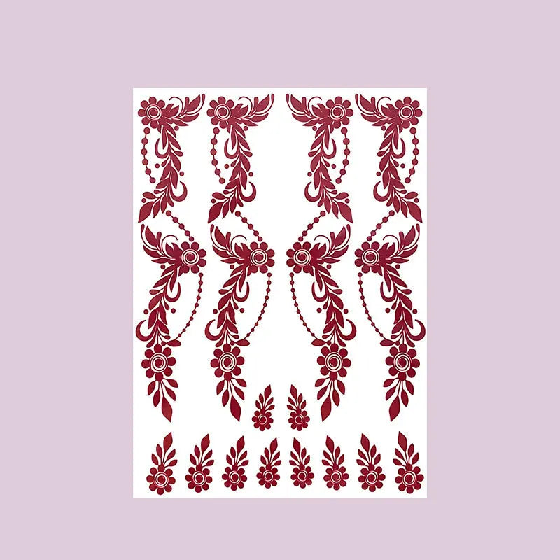 Waterproof Henna Tattoo Stickers for Women Flower Instant Fake Tattoo for Hand Temporary Tattoos for Wedding Party Festival