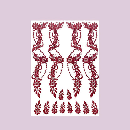 Waterproof Henna Tattoo Stickers for Women Flower Instant Fake Tattoo for Hand Temporary Tattoos for Wedding Party Festival