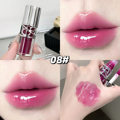 Gege Bear Glittering Mirror Lip Glaze, Watery Shimmering Light Lip Gloss Makeup 8 Colors, Hydrating Moisturizing, Long Lasting