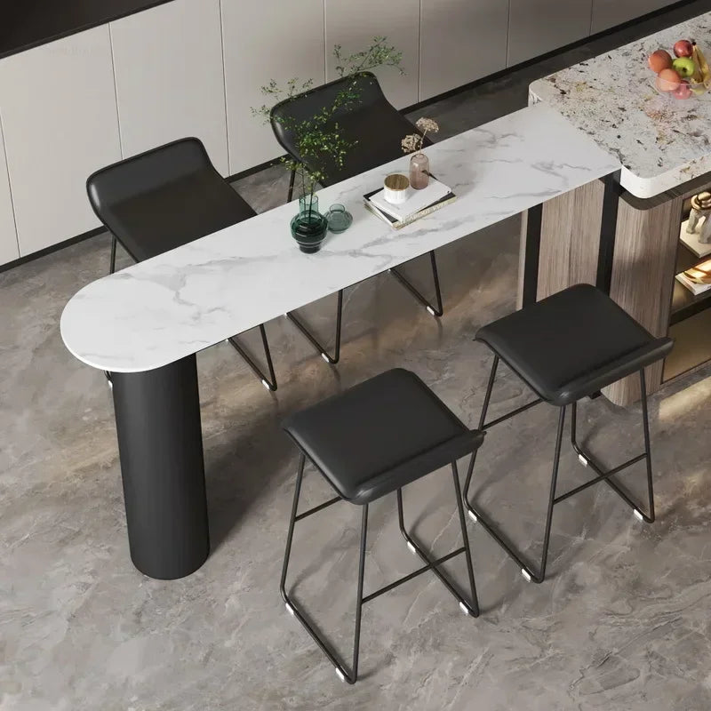 Nordic Modern High Bar Tables Household Slate Bar Table Kitchen Furniture Living Room Simple Integrated Island Dining Table v