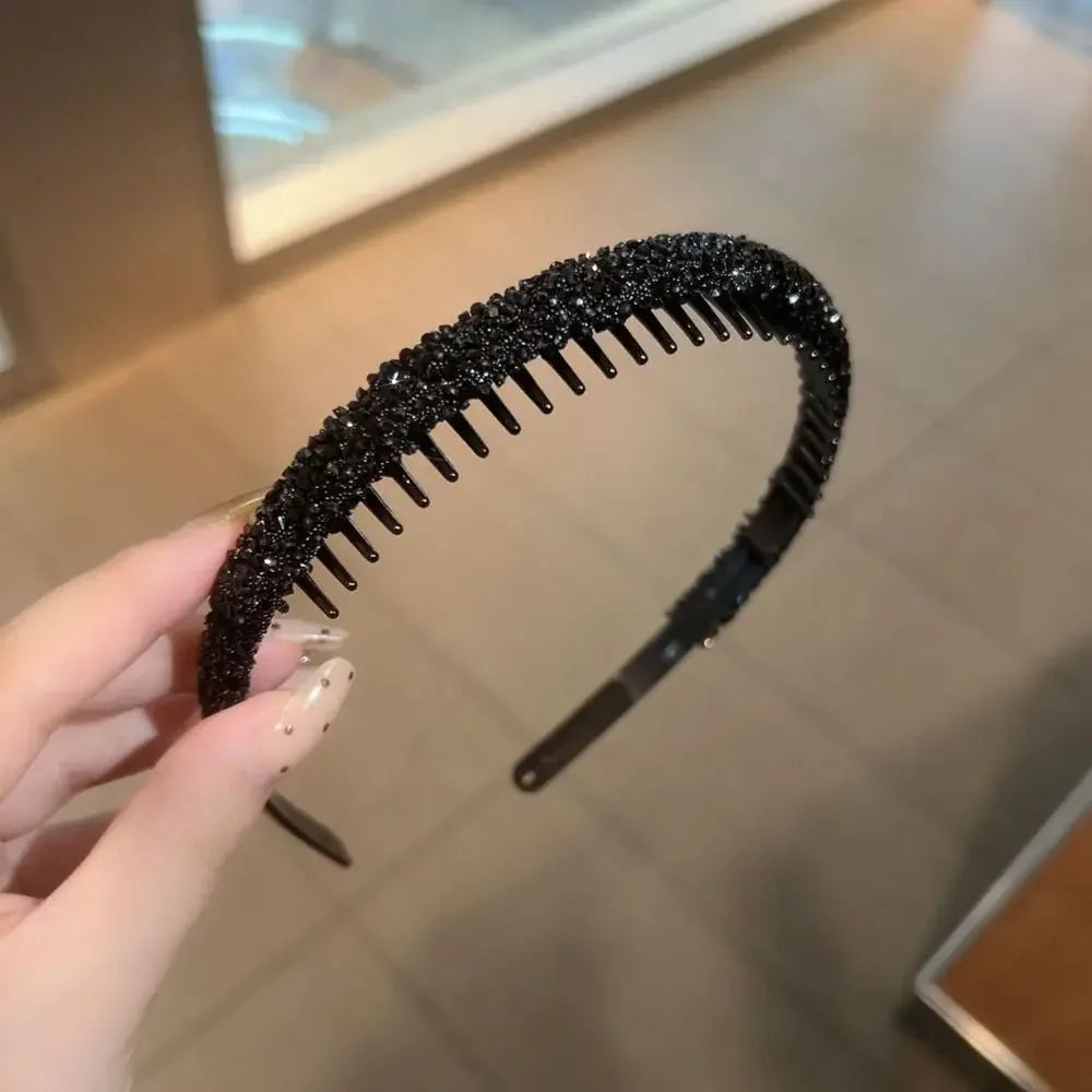 Plastic Rhinestone Headband Cute with Toothed Face Wash Diamond Hair Hoop Korean Style Make Up Hairband Non-slip