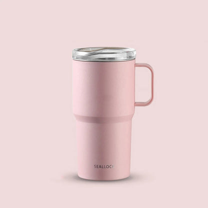 304 stainless steel water cup, coffee cup, tea cup with handle and lid, double-layer mug, car water cup, PP shell, birthday gift