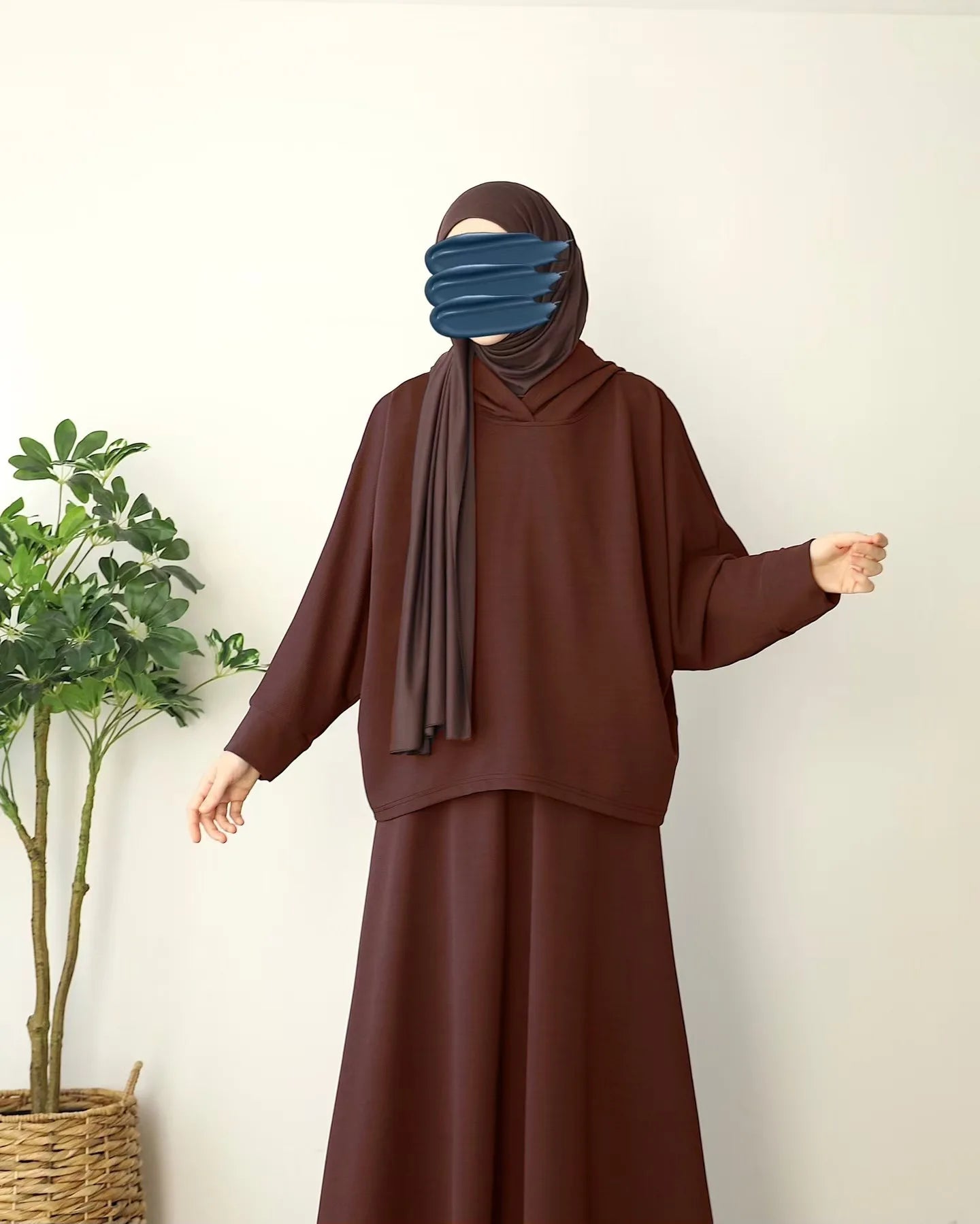2pcs Knit Muslim Sets Womem Jilbab Casual Abaya Hooded Tops+Skirts Suits 2 Piece Hijab Set Kaftan 2026 Ramadan Eid Islam Clothes