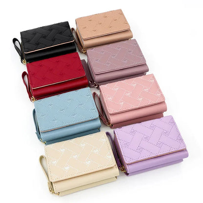 Women's Luxury Designer Pink Kawaii Coin Purse Small Leather Wallet for Ladies