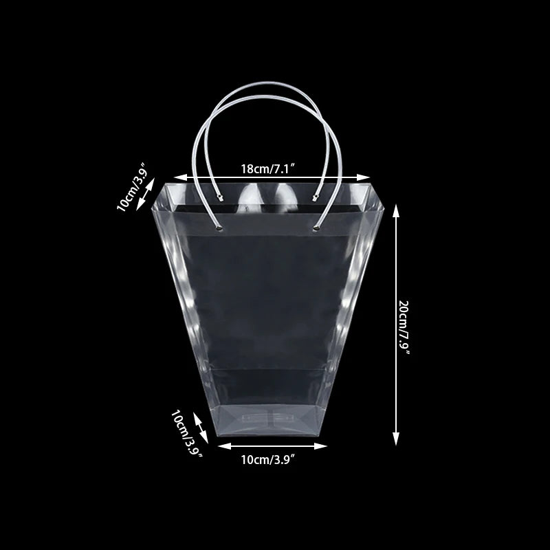 1pc Transparent Gifts Tote Bag Wedding Bouquet Flowers Packaging Bags Box For Florist Birthday Party Decor Xmas Valentines Gift