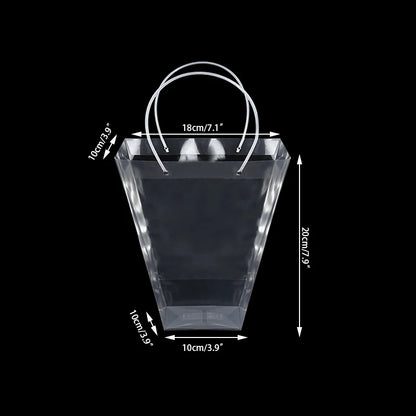 1pc Transparent Gifts Tote Bag Wedding Bouquet Flowers Packaging Bags Box For Florist Birthday Party Decor Xmas Valentines Gift
