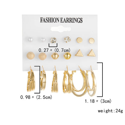 3-9 Pairs Heart Butterfly Drop Earrings Set Big Circle Piercings Earrings Jewelry for Women Imitation Pearl Hoop Cute Ear Buckle