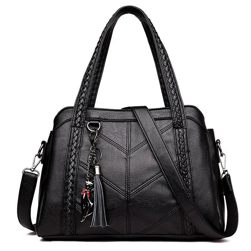 Women's Bag2023New Style Middle-aged Mom Bag Simple Retro Women's Handbag Soft Leather Large Capacity Crossbody Bag