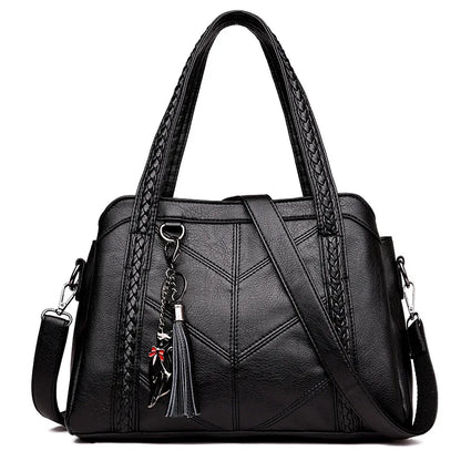 Women's Bag2023New Style Middle-aged Mom Bag Simple Retro Women's Handbag Soft Leather Large Capacity Crossbody Bag