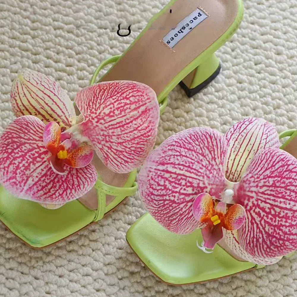 1 Pair Simulation Coloful Thai Fairy  Flower Shoe Buckles Personalized Design  Orchid Simulation Buckles Decor