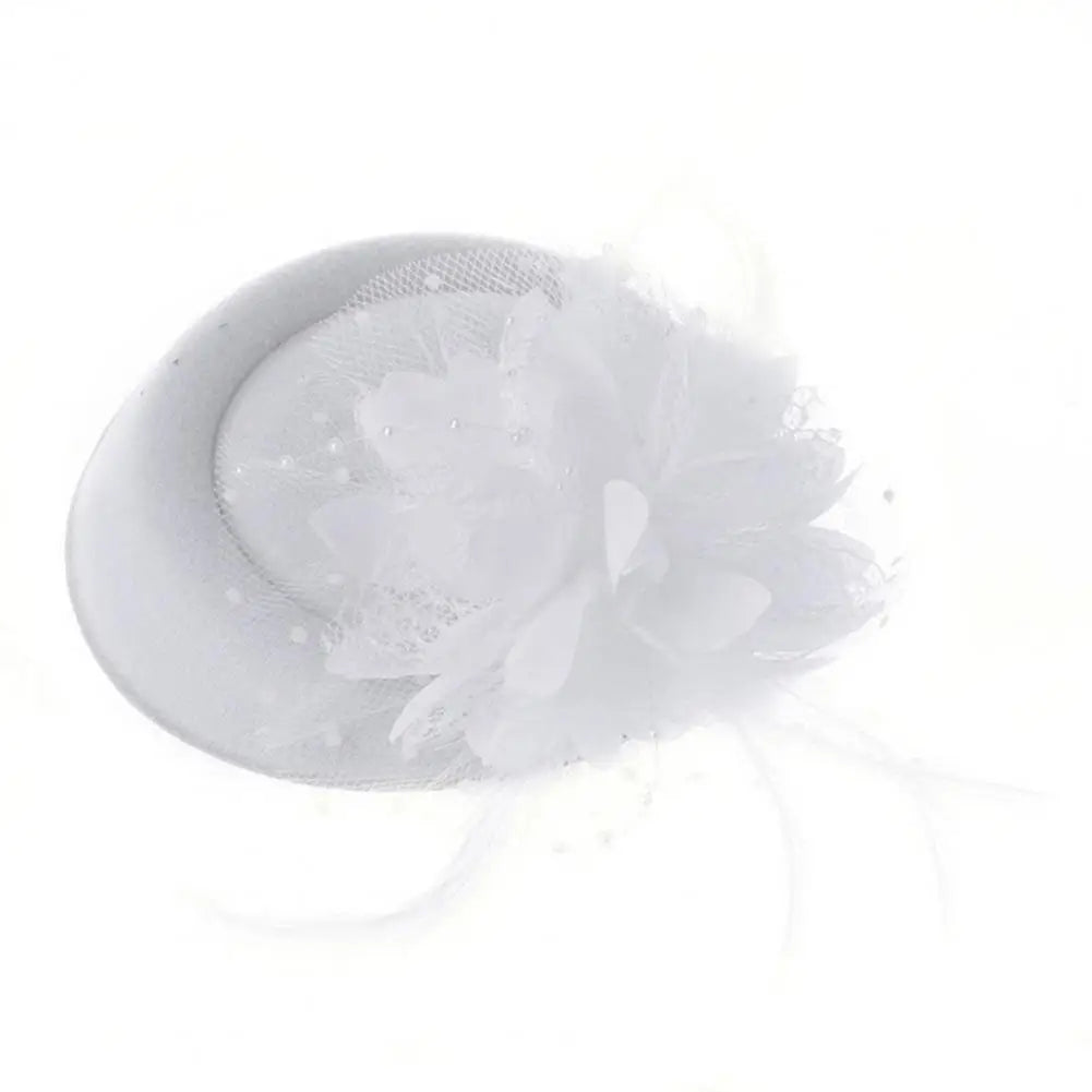 Flower Faux Woolen Fascinator Hat Elegant Artificial Feather Mesh Cocktail Headwear Wedding Bridal Cocktail Headwear Fasciantor