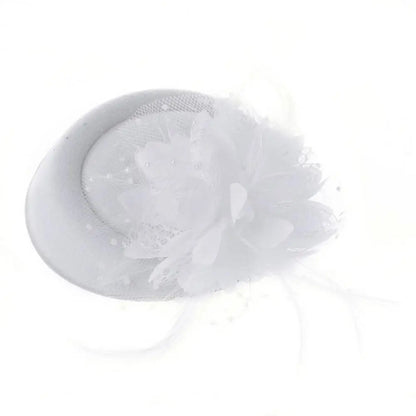 Flower Faux Woolen Fascinator Hat Elegant Artificial Feather Mesh Cocktail Headwear Wedding Bridal Cocktail Headwear Fasciantor