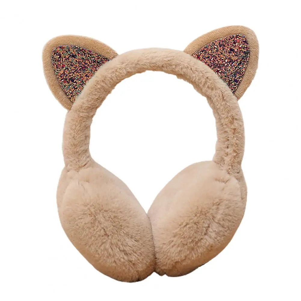 2025 Women Lovely Winter Cats Ear Warmer Shiny Glitter Earmuff Cold Protection Warmer plush cute winter accessories ear muffs