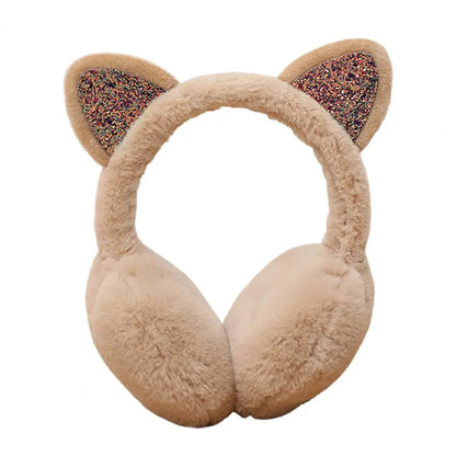 2025 Women Lovely Winter Cats Ear Warmer Shiny Glitter Earmuff Cold Protection Warmer plush cute winter accessories ear muffs