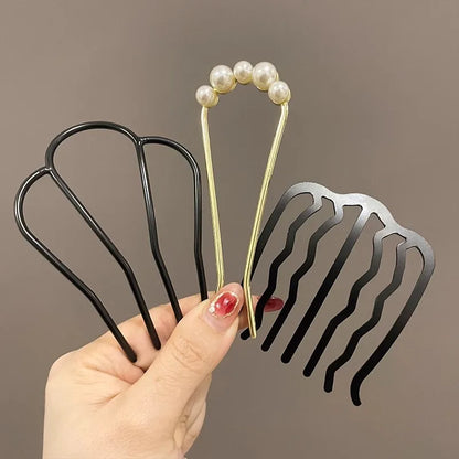 Metal U-Shaped Hair Sticks Combs Pearl Tassel Hair Fork Hair Clip Hairpins Women Girl Hair Accessories Ornament Styling Tool