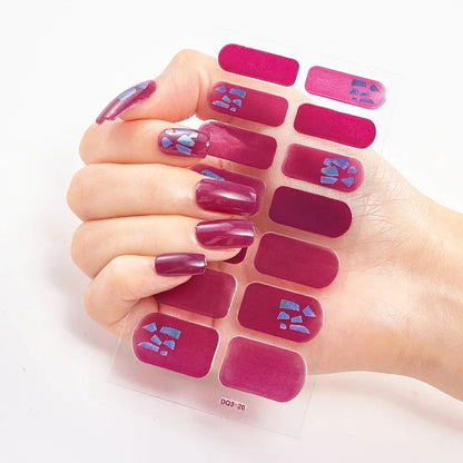 16Tips Nude Semi-Cured Gel Nail Wraps Sticker Long-Lasting UV LED Lamp French Nail Decal Full Cover Waterproof Semi-Cured Sticke