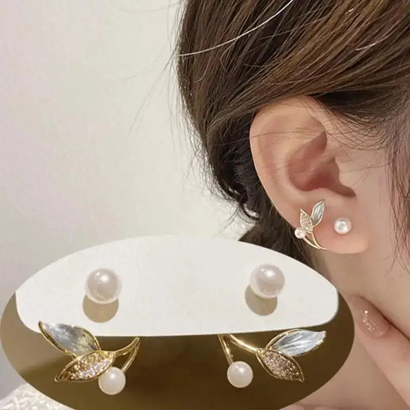925 Silver Needle Korean Fashion Crystal Flower Earrings For Women Jewelry 2026 Trending  Women's French Pearl Earrings z40