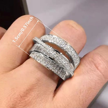 Huitan Luxury Women Rings Inlaid Shining Cubic Zirconia Wedding Party Trendy Jewelry Silver Color/Gold Color Finger Accessories