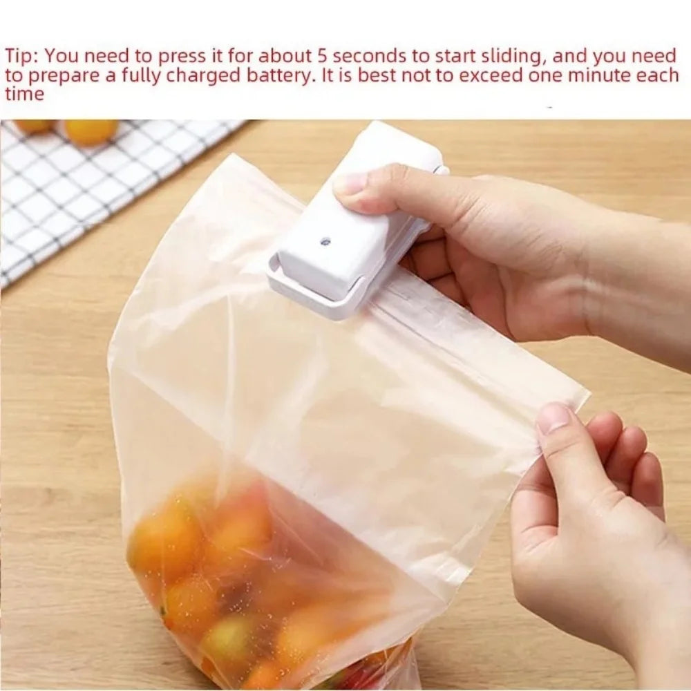 Foods Storage Sealing Machine,Handheld Mini Heat Bags Package Sealer,Plastic Bags Clips, Snack Vegetables and Fruits Keep Fresh