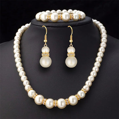 2Pcs/lot Simple Fashion Geometric Zircon Necklace Earrings Kit For Women Wedding Bride Jewelry Set Accessories Gift