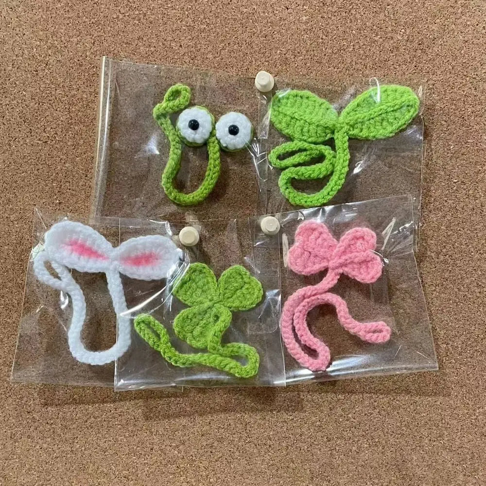 Multifunctional Hand-Knitted Crochet Leaf Sprout Versatile Crochet Leaf Bud Headphone Decor Cute Decor Cable Tie
