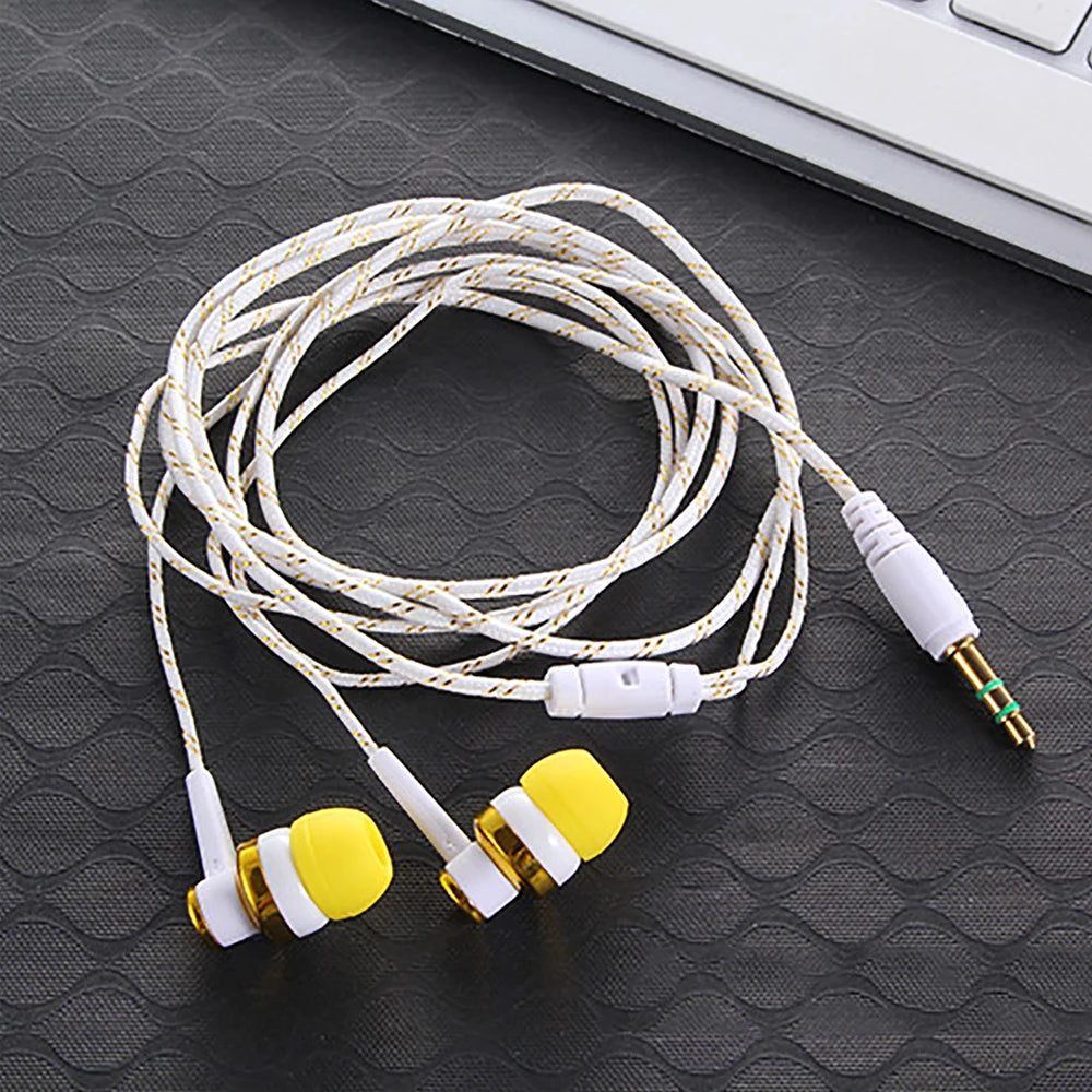 3.5mm Nylon Weave Cable Earphone Headset For Laptop Smartphone Wired Earphone Stereo In-Ear Headphones