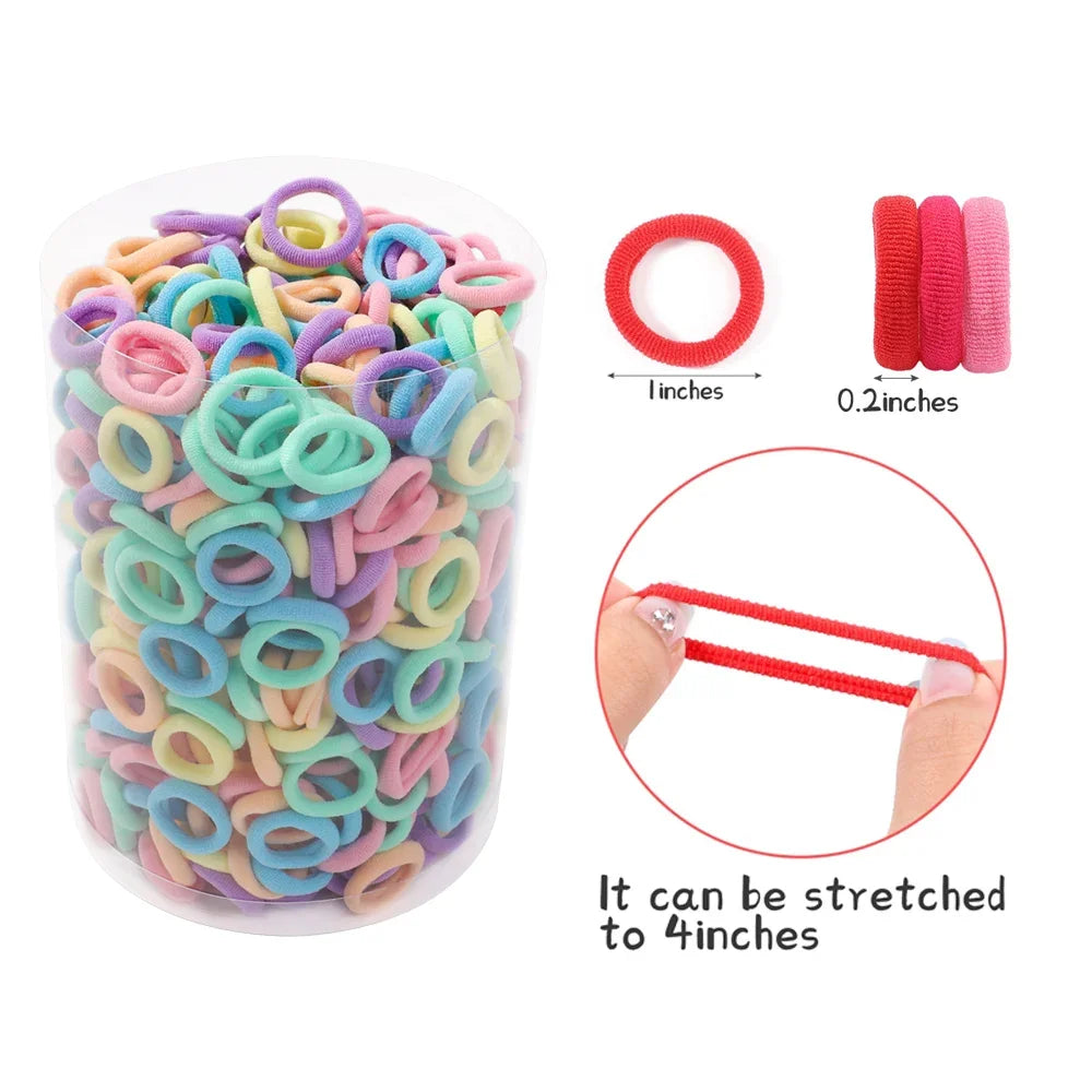 100pcs Women Girls Colorful Nylon Elastic Hair Bands Ponytail Hold Small Hair Tie Rubber Bands Scrunchie Hair Accessories