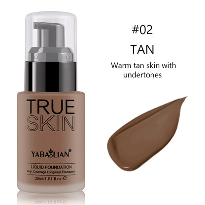 Full Coverage Foundation Deep Brown 30ml Water Based Liquid Makeup Sweatproof Transfer Resistant For A Complexion