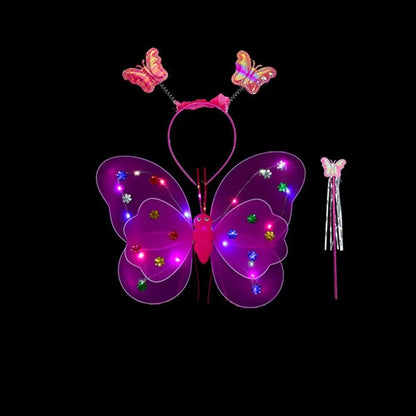 Luminous Wings Flashing Butterfly Skirt Lights Suit LED Children Costume Props Girls Skirts Angel 2-8year Easter Valentines Day