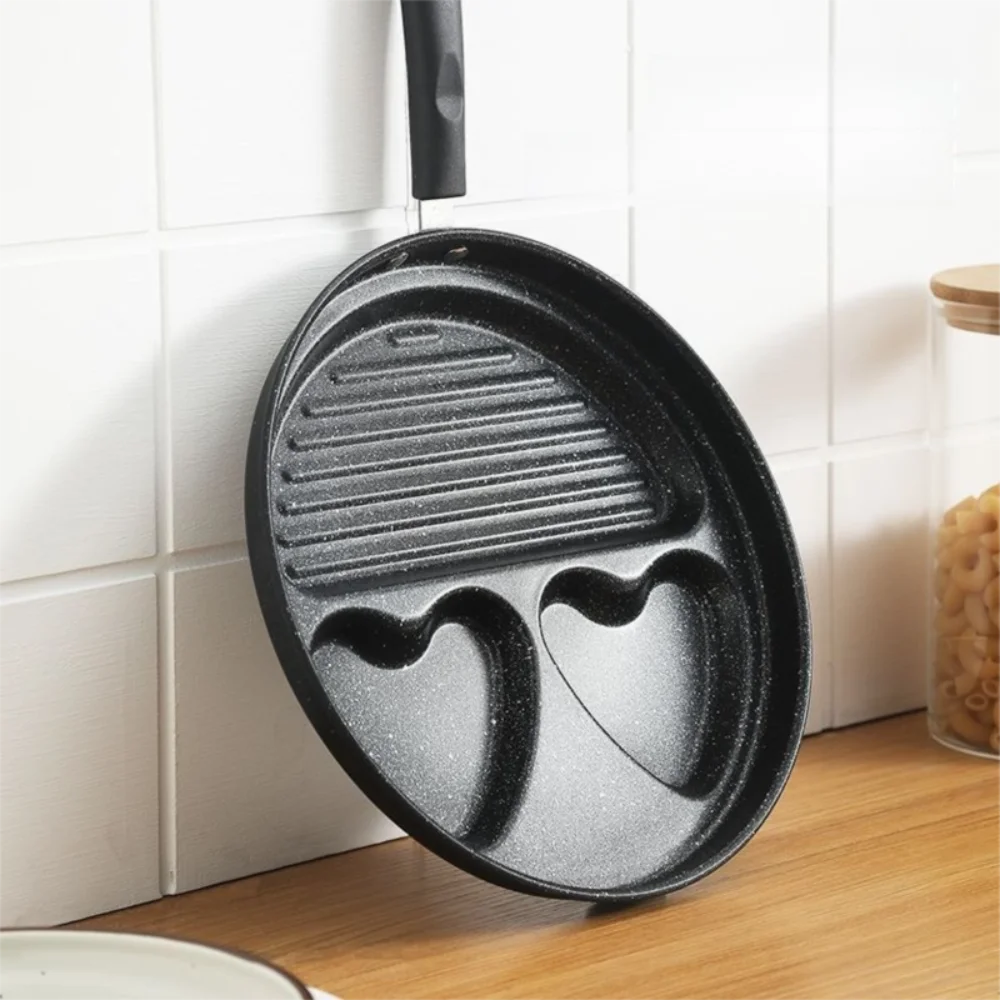 3/4 Hole Frying Pot Pan Non Stick Heart Shaped Pancake Steak Pan Breakfast Maker Cooking Egg Burger Pans Gas Induction Cooker