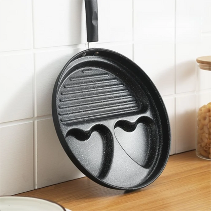 3/4 Hole Frying Pot Pan Non Stick Heart Shaped Pancake Steak Pan Breakfast Maker Cooking Egg Burger Pans Gas Induction Cooker