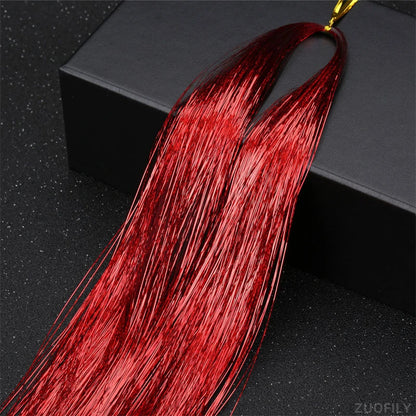 Sparkle Shiny Hair Tinsel Rainbow Strands Dazzles Women Hippie for Braiding Headdress False Hair Extensions Decor Glitter Strips