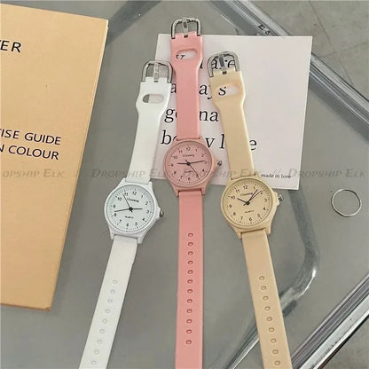Casual Women Watches Simple Silicone Strap School Student Girls Quartz Wristwatches Creative Birthday Gift for Female