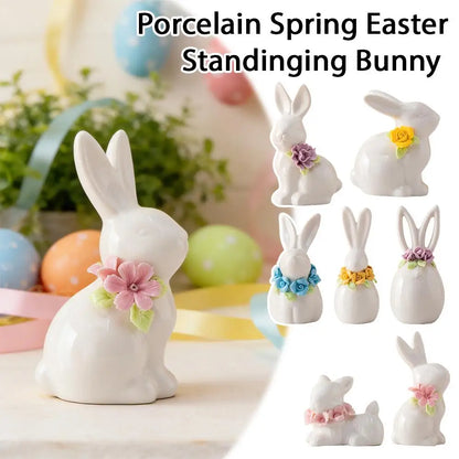 Easter Egg Shell Rabbit Ornaments Home Bedroom Ceramic Crafts Tabletop Scene Decoration Easter Bunny Figurines