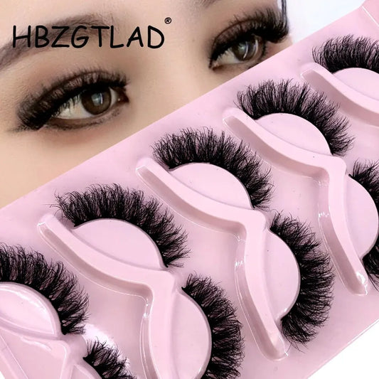 5 Pairs Cat/Fox Eyelashes Faux Mink Eyelashes Winged End Eye Elongated Eyelashes Fake Lashes Soft Natural Long Full Strip Lashes