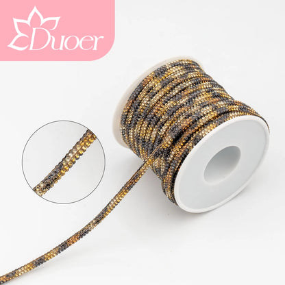DUOER 3mm 5/10 Yards Glass Rhinestones Rope Tube GlitterDiamond Cord Soft Shoelace Drawstring Trimming For DIY Hoodies Trouser