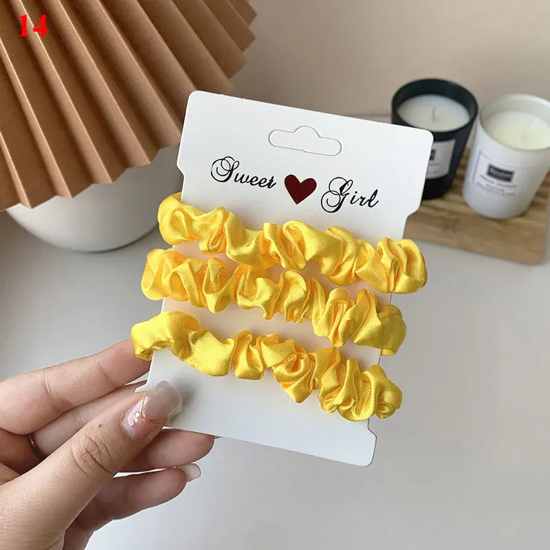 3/6Pcs/Set Silk Hair Scrunchies Elastic Hair Bands Women Elegant Headwear Hair Ties Ponytail Holder Sweet Hair Rope Rubber Bands