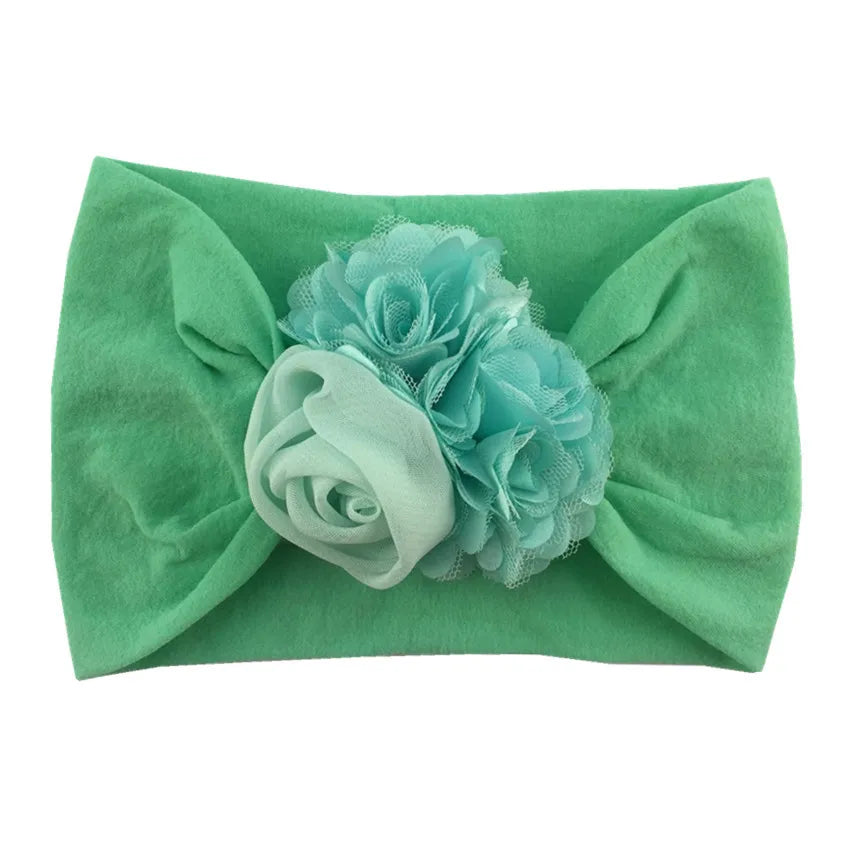Kids Headwear Soft Stretch Flower Headband Knot Wide Nylon Headwraps Baby Girls Hair Bands Photo Props for Newborn Accessories