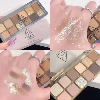 Flash Diamond Peach Kumquat Eyeshadow Palette Nude Pink Purple Eye Pearl Glitter Shadows Korean Charming Contour Eyes Make Up