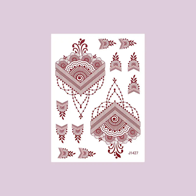 Waterproof Henna Tattoo Stickers for Women Flower Instant Fake Tattoo for Hand Temporary Tattoos for Wedding Party Festival