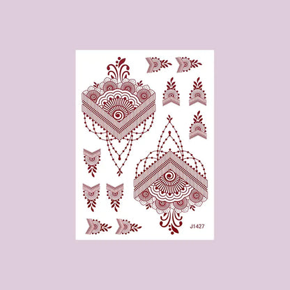 Waterproof Henna Tattoo Stickers for Women Flower Instant Fake Tattoo for Hand Temporary Tattoos for Wedding Party Festival