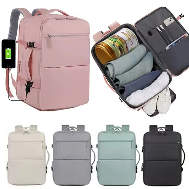 USB Mommy Diaper Bags Laptop Bag Large Capacity Baby Care Mummy Backpack Multi-Function Waterproof Outdoor Bag with Shoe Storage
